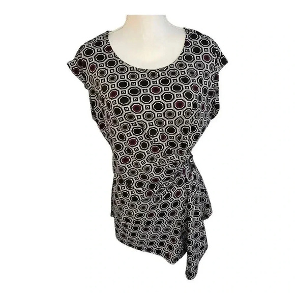 FYLO London Women’s Size Medium Geometric Print Asymmetrical Blouse - Picture 1 of 5